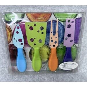 Cheese Cutting Board Boxed Gift Set Bella Vita Cutting 7"x6" Board 4 Knives